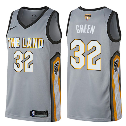 Cleveland Cavaliers #32 Jeff Green Gray The Finals Patch Swingman City Edition Jersey Mens