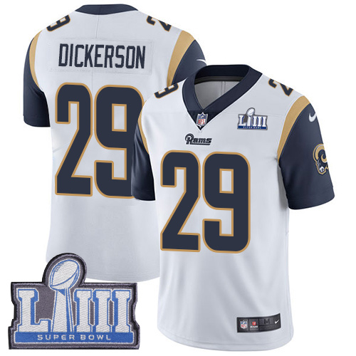 Rams #29 Eric Dickerson White Super Bowl LIII Bound Men's Stitched Vapor Untouchable Limited Jersey
