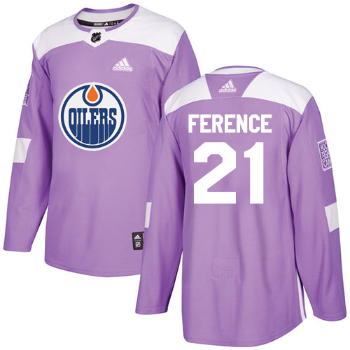Adidas Edmonton Oilers #21 Andrew Ference Purple Authentic Fights Cancer Stitched Jersey Men's