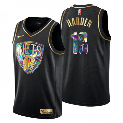 Brooklyn Brooklyn Nets #13 James Harden Mens Golden Edition Diamond Logo 2021/22 Swingman Jersey - Black Mens