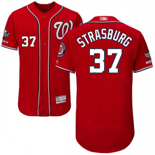 Washington Nationals #37 Stephen Strasburg Red Flexbase Authentic Collection 2019 World Series Champions Stitched Jersey Men's