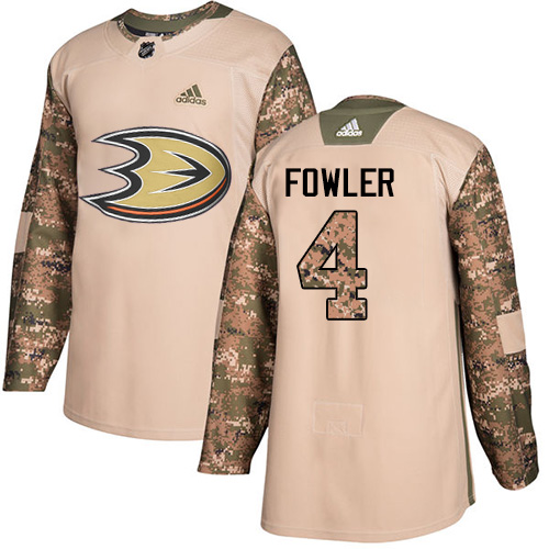 Adidas Anaheim Ducks #4 Cam Fowler Camo Authentic 2017 Veterans Day Stitched Jersey Men's