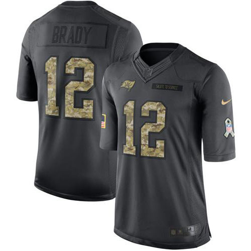 Buccaneers #12 Tom Brady Black Youth Stitched Limited 2016 Salute To Service Jersey