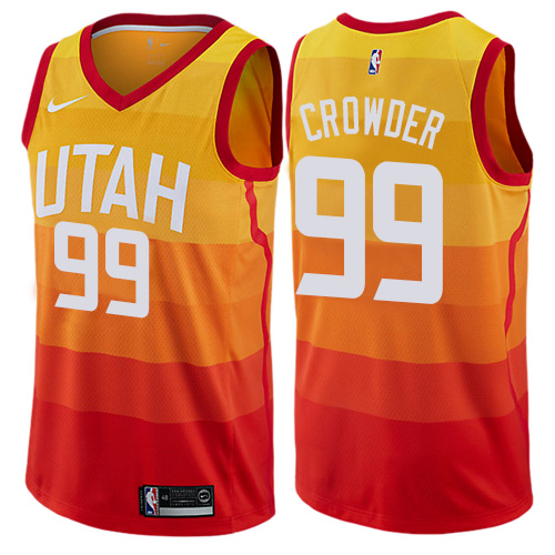 Utah Jazz #99 Jae Crowder Orange Swingman City Edition Jersey Mens