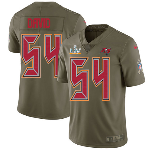 Buccaneers #54 Lavonte David Olive Men's Super Bowl LV Bound Stitched Limited 2017 Salute To Service Jersey