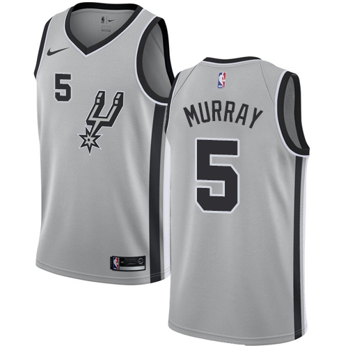 San Antonio Spurs #5 Dejounte Murray Silver Swingman Statement Edition Jersey Mens