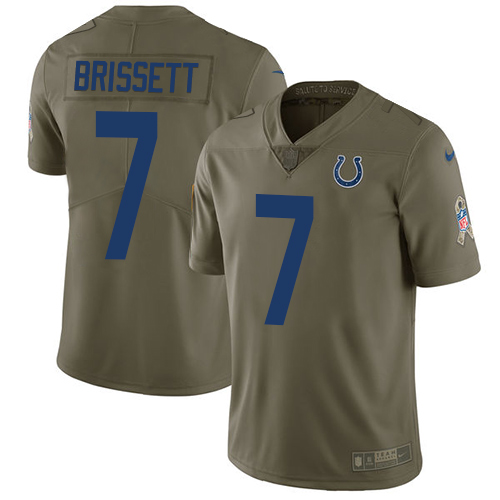 Indianapolis Colts #7 Jacoby Brissett Olive Men's Stitched Limited 2017 Salute to Service Jersey Men's