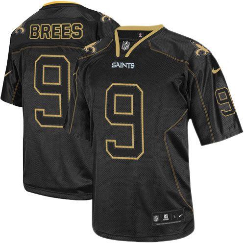 Saints #9 Drew Brees Lights Out Black Youth Stitched Elite Jersey