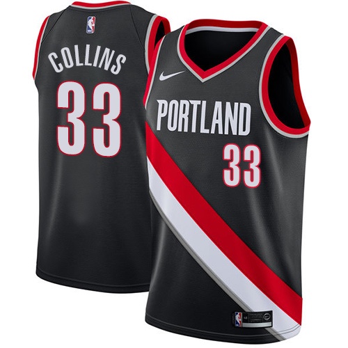 Portland Trail Blazers #33 Zach Collins Black Swingman Icon Edition Jersey Mens