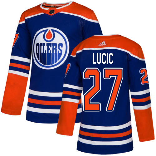 Adidas Edmonton Oilers #27 Milan Lucic Royal Alternate Authentic Stitched Jersey Men's