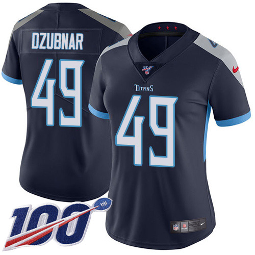 Tennessee Titans #49 Nick Dzubnar Navy Blue Team Color Women's Stitched 100th Season Vapor Untouchable Limited Jersey Womens
