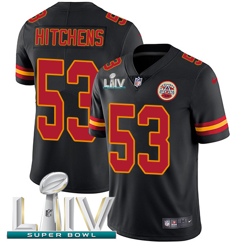 Kansas City Chiefs #53 Anthony Hitchens Black Super Bowl LIV 2020 Men's Stitched Limited Rush Jersey Men's