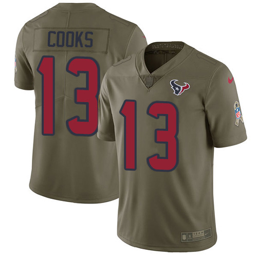 Texans #13 Brandin Cooks Olive Men's Stitched Limited 2017 Salute To Service Jersey