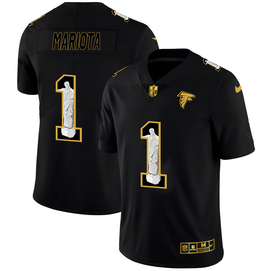 Atlanta Falcons #1 Marcus Mariota Men's Carbon Black Vapor Cristo Redentor Limited Jersey
