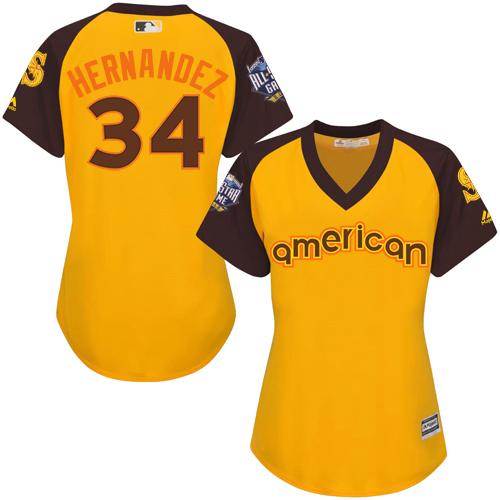 Seattle Mariners #34 Felix Hernandez Gold 2016 All-Star American League Women's Stitched Jersey Womens