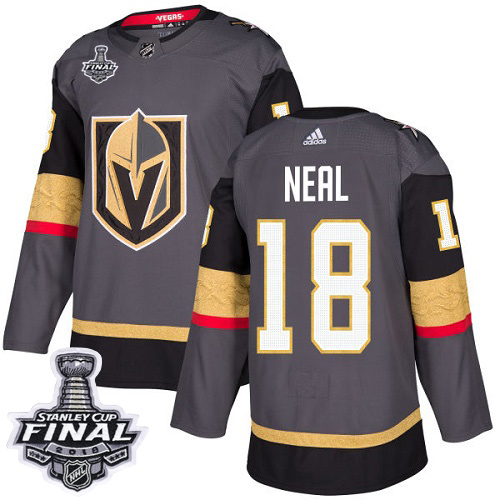 Adidas Golden Vegas Golden Knights #18 James Neal Grey Home Authentic 2018 Stanley Cup Final Stitched Jersey Men's