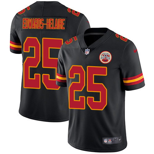 Chiefs #25 Clyde Edwards-Helaire Black Men's Stitched Limited Rush Jersey