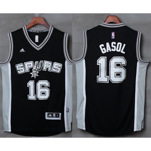 San Antonio Spurs #16 Pau Gasol Black Stitched Jersey Mens