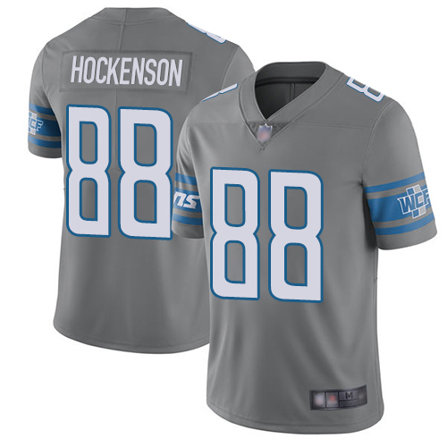 Detroit Lions #88 T.J. Hockenson Gray Men's Stitched Limited Rush Jersey Men's