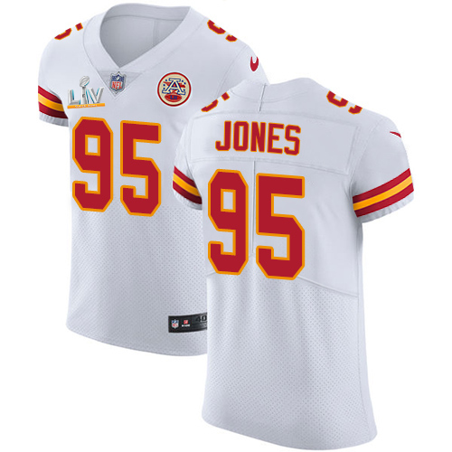 Chiefs #95 Chris Jones White Men's Super Bowl LV Bound Stitched New Elite Jersey