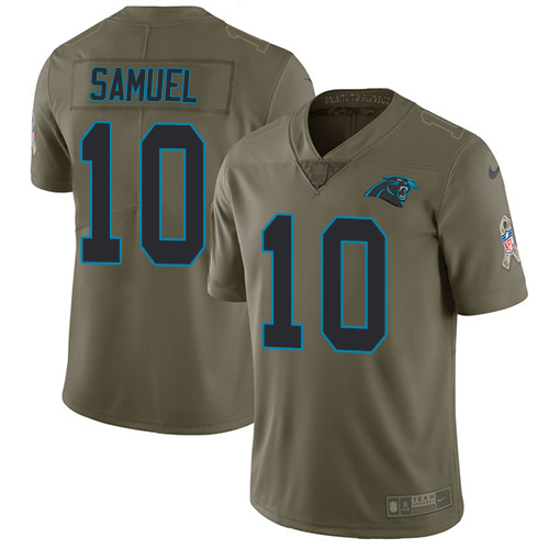 Carolina Panthers #10 Curtis Samuel Olive Men's Stitched Limited 2017 Salute To Service Jersey Men's
