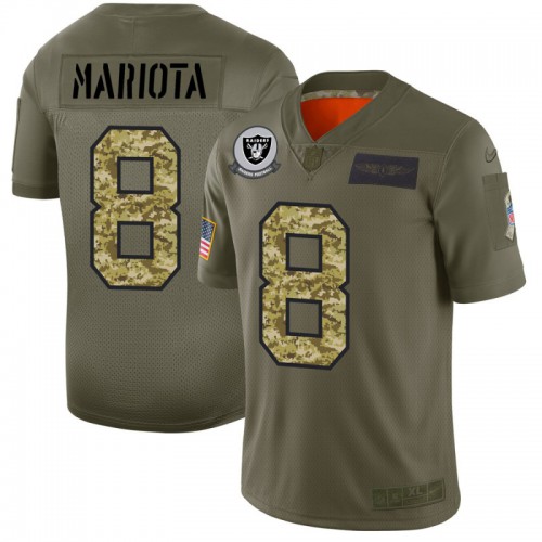 Las Vegas Raiders #8 Marcus Mariota Youth 2019 Olive Camo Salute To Service Limited Jersey Youth