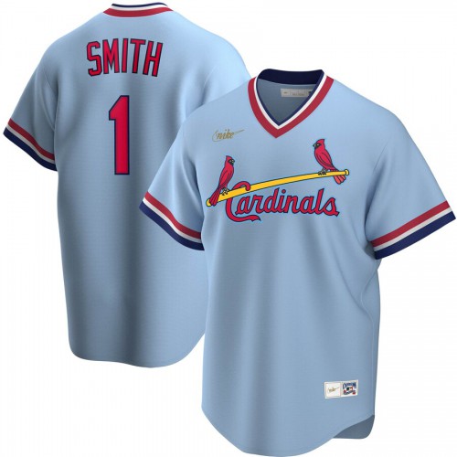 St. Louis St.Louis Cardinals #1 Ozzie Smith Road Cooperstown Collection Player Jersey Light Blue Men's