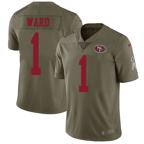 49ers #1 Jimmie Ward Olive Youth Stitched Limited 2017 Salute To Service Jersey