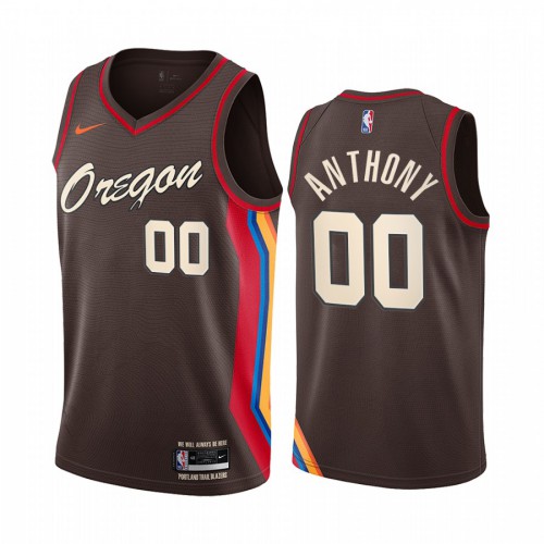 Portland Trail Blazers #00 Carmelo Anthony Chocolate Youth Swingman 2020-21 City Edition Jersey Youth