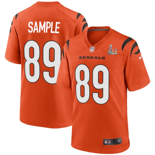 Cincinnati Cincinnati Bengals #89 Drew Sample Orange Super Bowl LVI Patch Alternate Game Jersey Men's