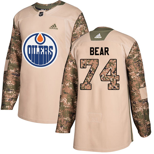 Adidas Edmonton Oilers #74 Ethan Bear Camo Authentic 2017 Veterans Day Stitched Jersey Men's
