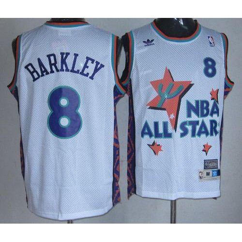 Phoenix Suns #8 Charles Barkley White 1995 All-Star Throwback Stitched Jersey Mens