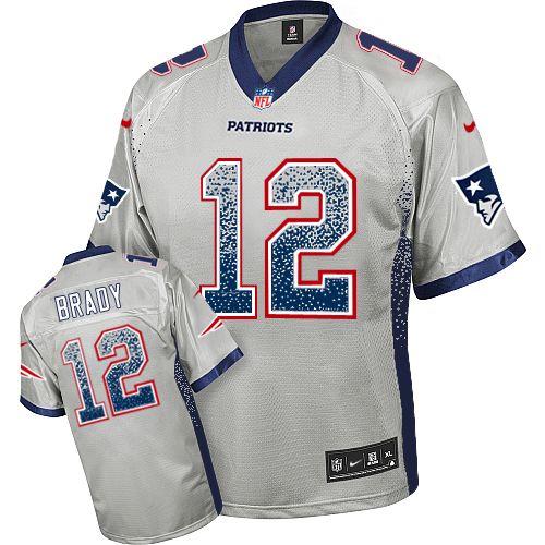 Patriots #12 Tom Brady Grey Women's Stitched Elite Drift Fashion Jersey