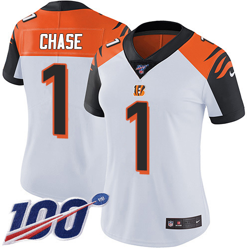 Bengals #28 Joe Mixon White Women's Stitched 100th Season Vapor Untouchable Limited Jersey