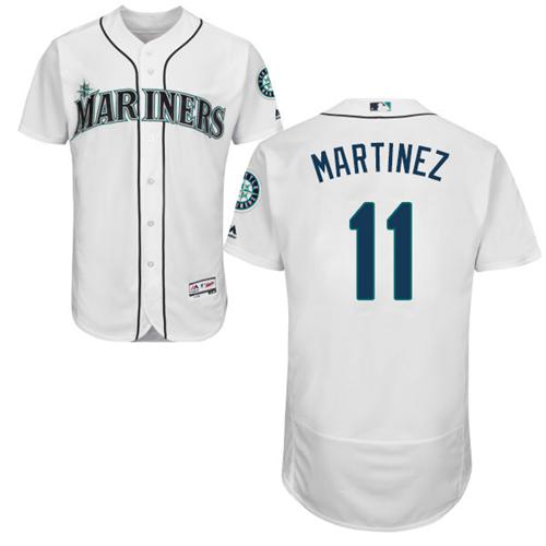 Seattle Mariners #11 Edgar Martinez White Flexbase Authentic Collection Stitched Jersey Men's