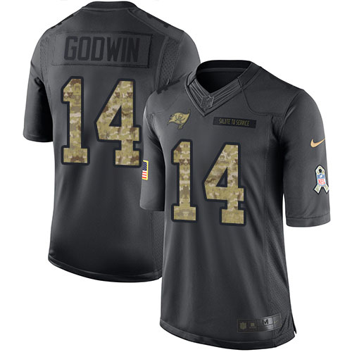 Buccaneers #14 Chris Godwin Black Youth Stitched Limited 2016 Salute To Service Jersey