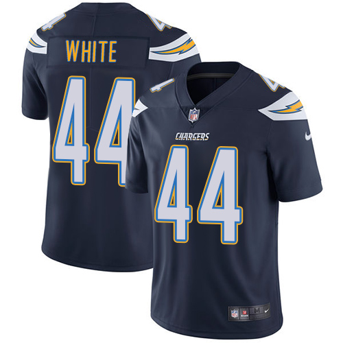 Los Angeles Chargers #44 Kyzir White Navy Blue Team Color Men's Stitched Vapor Untouchable Limited Jersey Men's