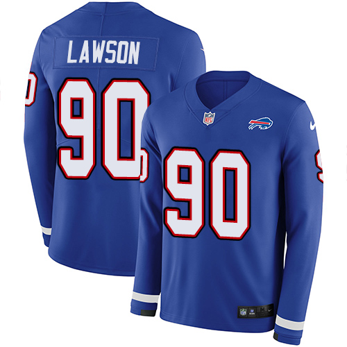 Buffalo Bills #90 Shaq Lawson Royal Blue Team Color Men's Stitched Limited Therma Long Sleeve Jersey Men's