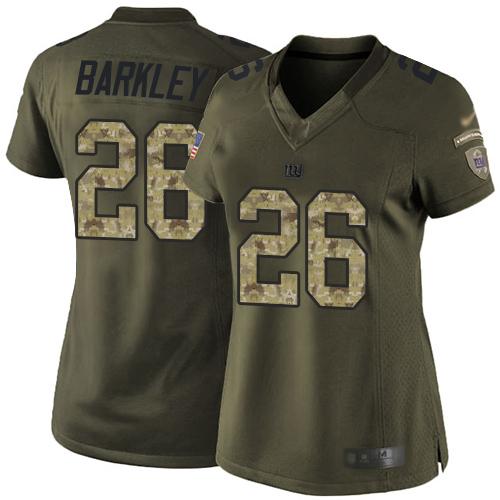 Giants #26 Saquon Barkley Green Women's Stitched Limited 2015 Salute To Service Jersey