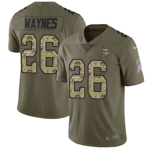 Minnesota Vikings #26 Trae Waynes Olive/Camo Youth Stitched Limited 2017 Salute to Service Jersey Youth