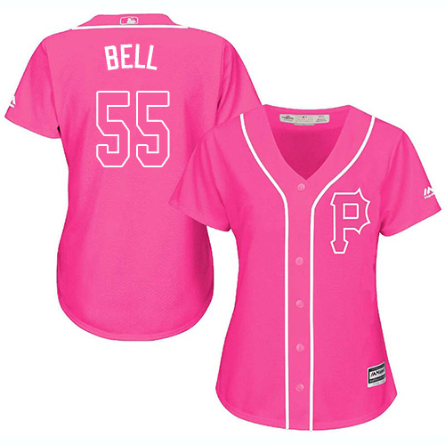 Pittsburgh Pirates #55 Josh Bell Pink Fashion Women's Stitched Jersey Womens