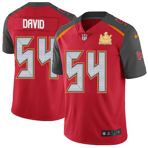 Buccaneers #54 Lavonte David Red Team Color Youth Super Bowl LV Champions Stitched Vapor Untouchable Limited Jersey
