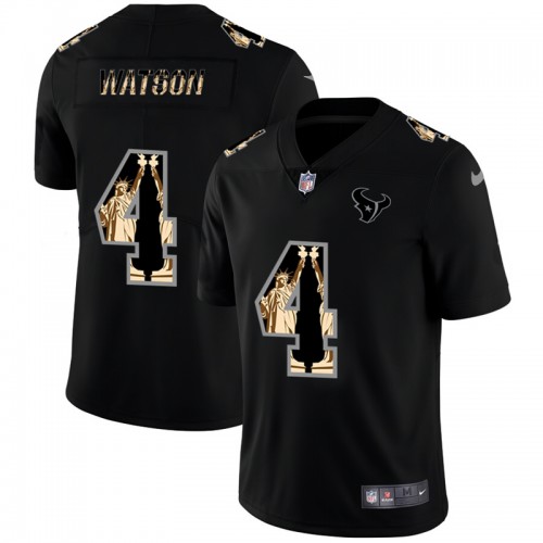 Houston Houston Texans #4 Deshaun Watson Carbon Black Vapor Statue Of Liberty Limited Jersey Men's