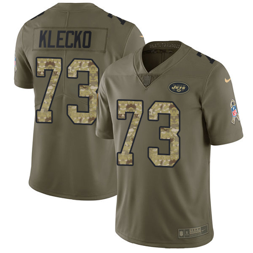 New York Jets #73 Joe Klecko Olive/Camo Men's Stitched Limited 2017 Salute To Service Jersey Men's