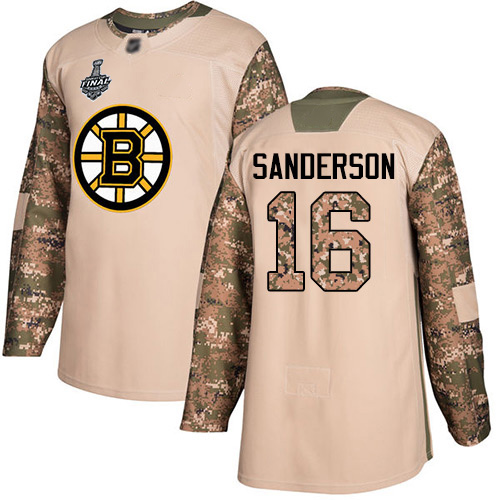 Adidas Boston Bruins #16 Derek Sanderson Camo Authentic 2017 Veterans Day Stanley Cup Final Bound Stitched Jersey Men's
