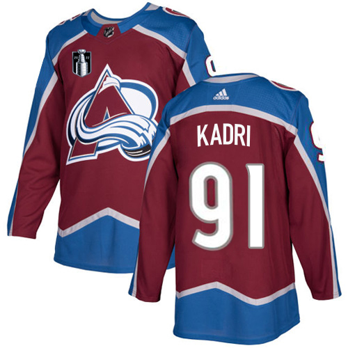 Adidas Colorado Avalanche #91 Nazem Kadri Burgundy 2022 Stanley Cup Final Patch Home Authentic Stitched Jersey Men's