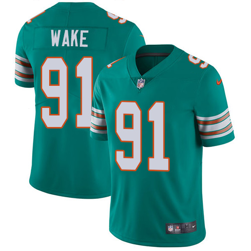 Miami Dolphins #91 Cameron Wake Aqua Green Alternate Men's Stitched Vapor Untouchable Limited Jersey Men's