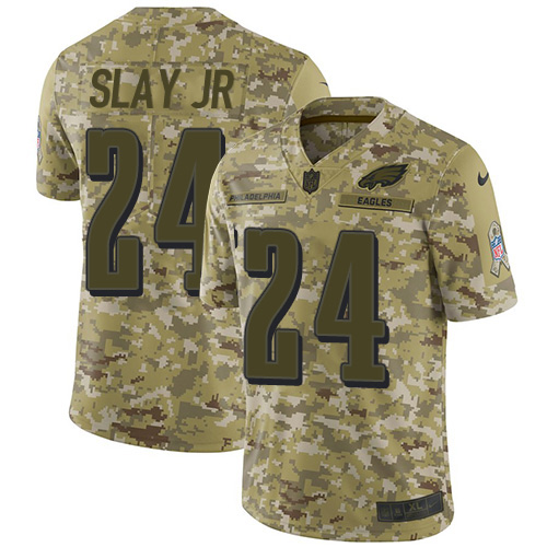 Philadelphia Eagles #24 Darius Slay Jr Camo Men's Stitched Limited 2018 Salute To Service Jersey Men's