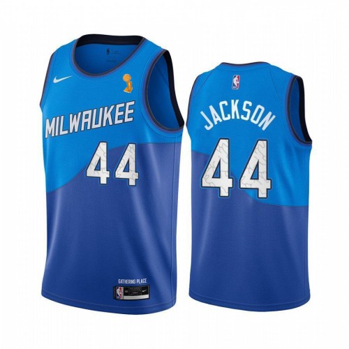 Milwaukee Bucks #44 Justin Jackson Womens 2021 Finals Champions City Edition Jersey Blue Womens