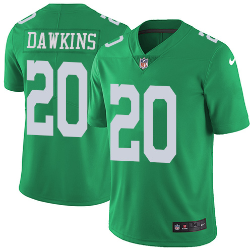 Eagles #20 Brian Dawkins Green Men's Stitched Limited Rush Jersey